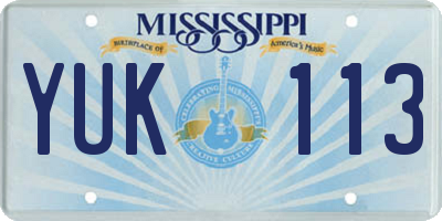MS license plate YUK113