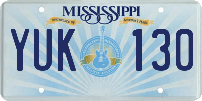 MS license plate YUK130