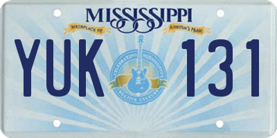 MS license plate YUK131