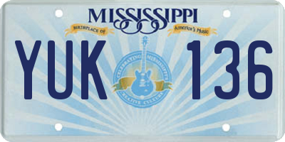 MS license plate YUK136