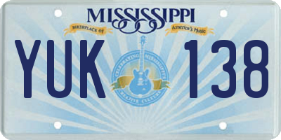 MS license plate YUK138