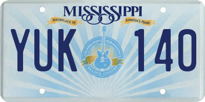 MS license plate YUK140