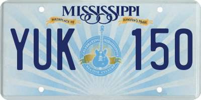MS license plate YUK150