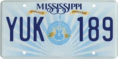 MS license plate YUK189