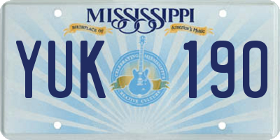 MS license plate YUK190