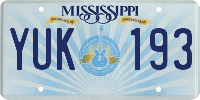 MS license plate YUK193