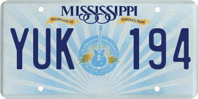 MS license plate YUK194