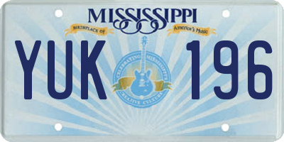 MS license plate YUK196