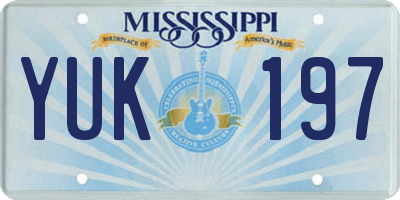MS license plate YUK197