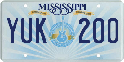 MS license plate YUK200