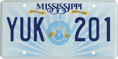 MS license plate YUK201