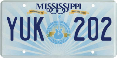 MS license plate YUK202