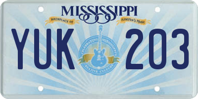 MS license plate YUK203