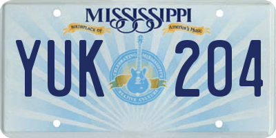 MS license plate YUK204