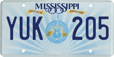 MS license plate YUK205