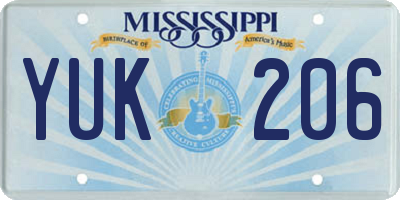 MS license plate YUK206