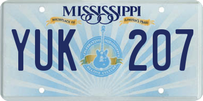 MS license plate YUK207