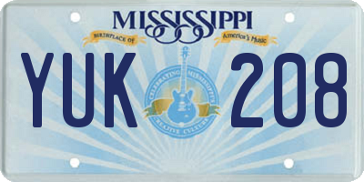 MS license plate YUK208