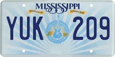 MS license plate YUK209