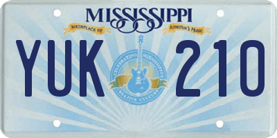 MS license plate YUK210