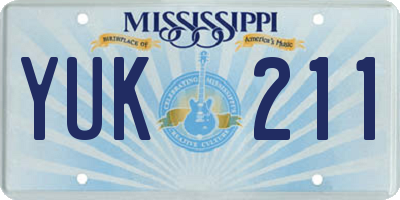 MS license plate YUK211