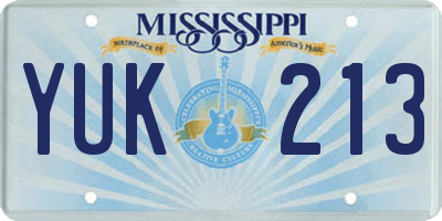 MS license plate YUK213