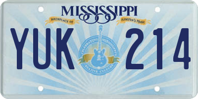 MS license plate YUK214