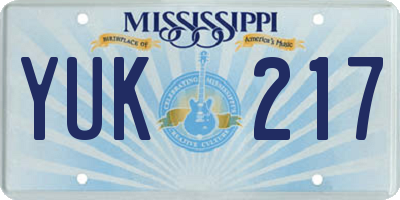 MS license plate YUK217