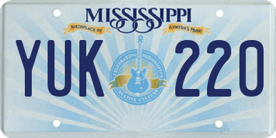 MS license plate YUK220