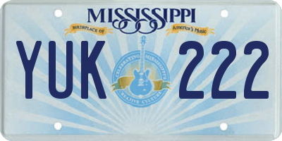 MS license plate YUK222