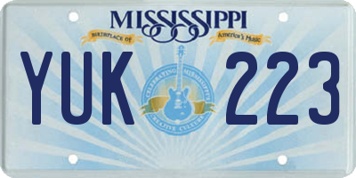 MS license plate YUK223