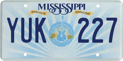 MS license plate YUK227