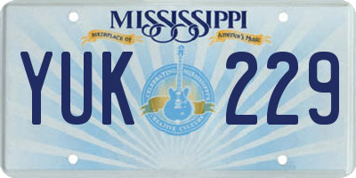 MS license plate YUK229