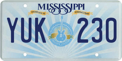 MS license plate YUK230