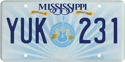 MS license plate YUK231