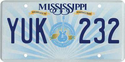 MS license plate YUK232