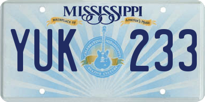 MS license plate YUK233