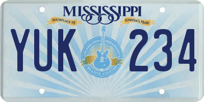 MS license plate YUK234