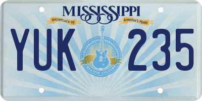 MS license plate YUK235