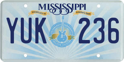 MS license plate YUK236
