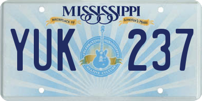 MS license plate YUK237