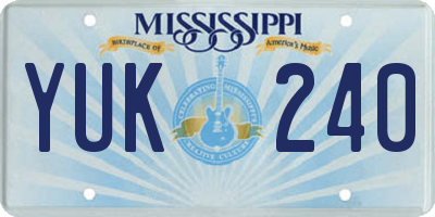 MS license plate YUK240