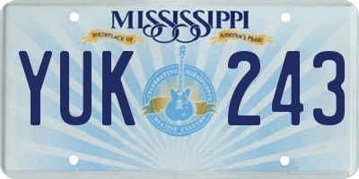 MS license plate YUK243