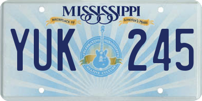 MS license plate YUK245