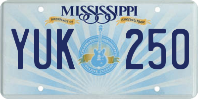 MS license plate YUK250