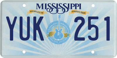 MS license plate YUK251