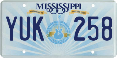 MS license plate YUK258