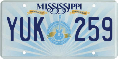 MS license plate YUK259