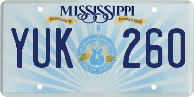 MS license plate YUK260