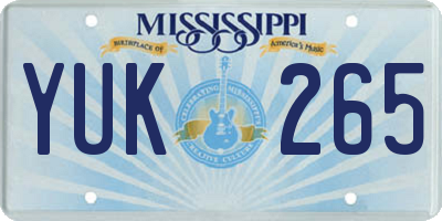 MS license plate YUK265